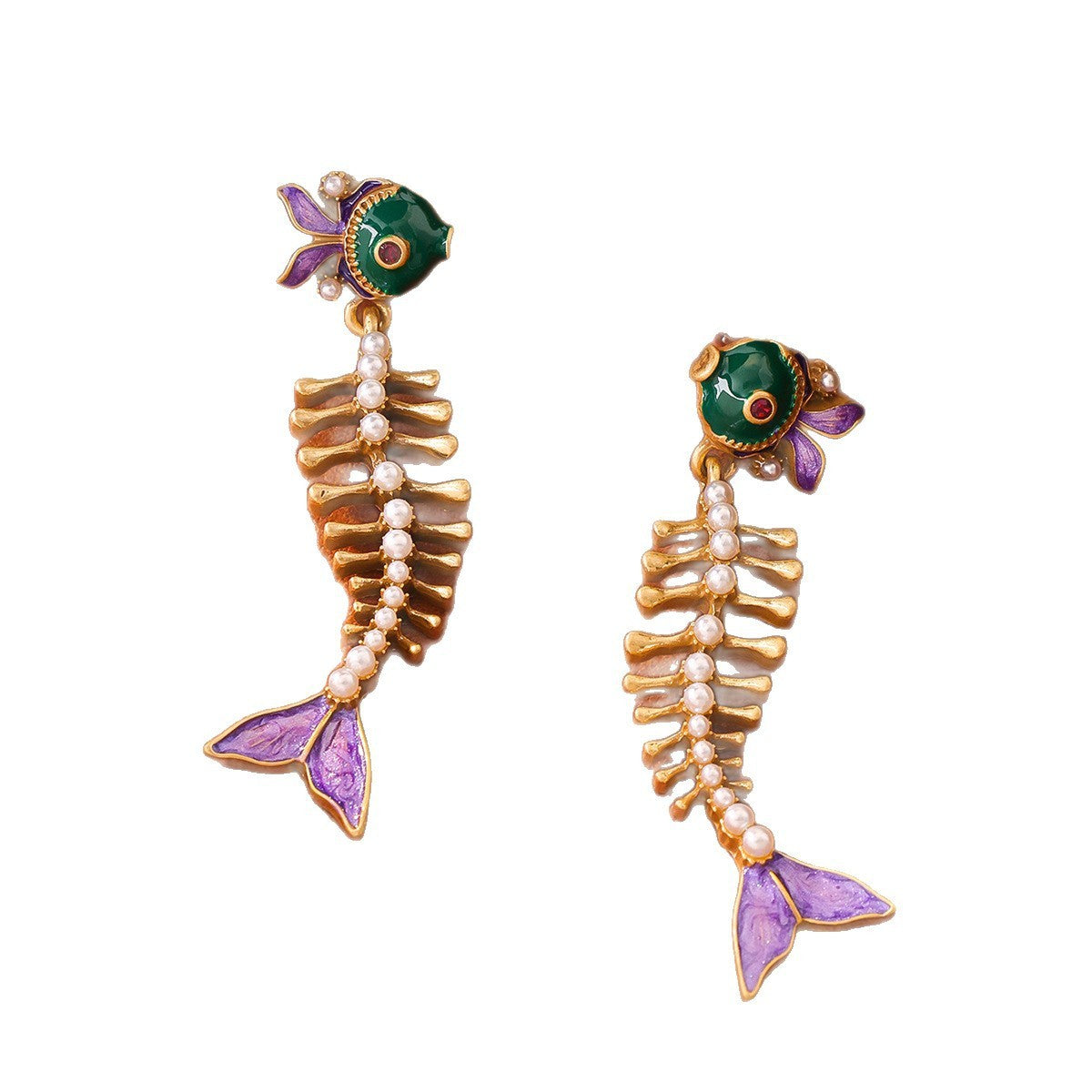Vintage Fishbone Eardrops Personalized Fashion Earrings Alloy