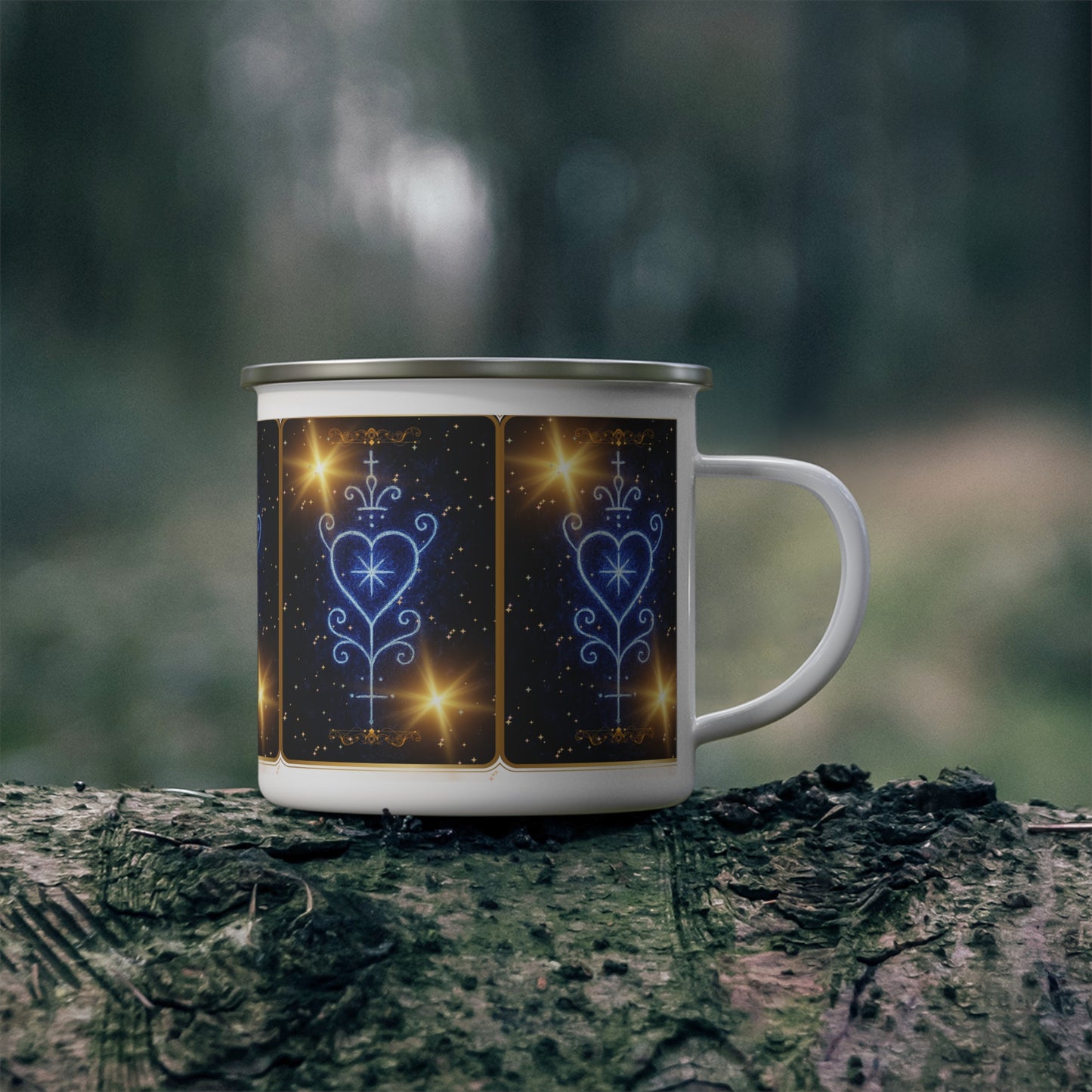 Voodoo Heart Collections Enamel Camping Mug, Starry Night Mug, Cosmic Travel Mug, Outdoor Coffee Cup, Glamping Drinkware, Stargazing Gift
