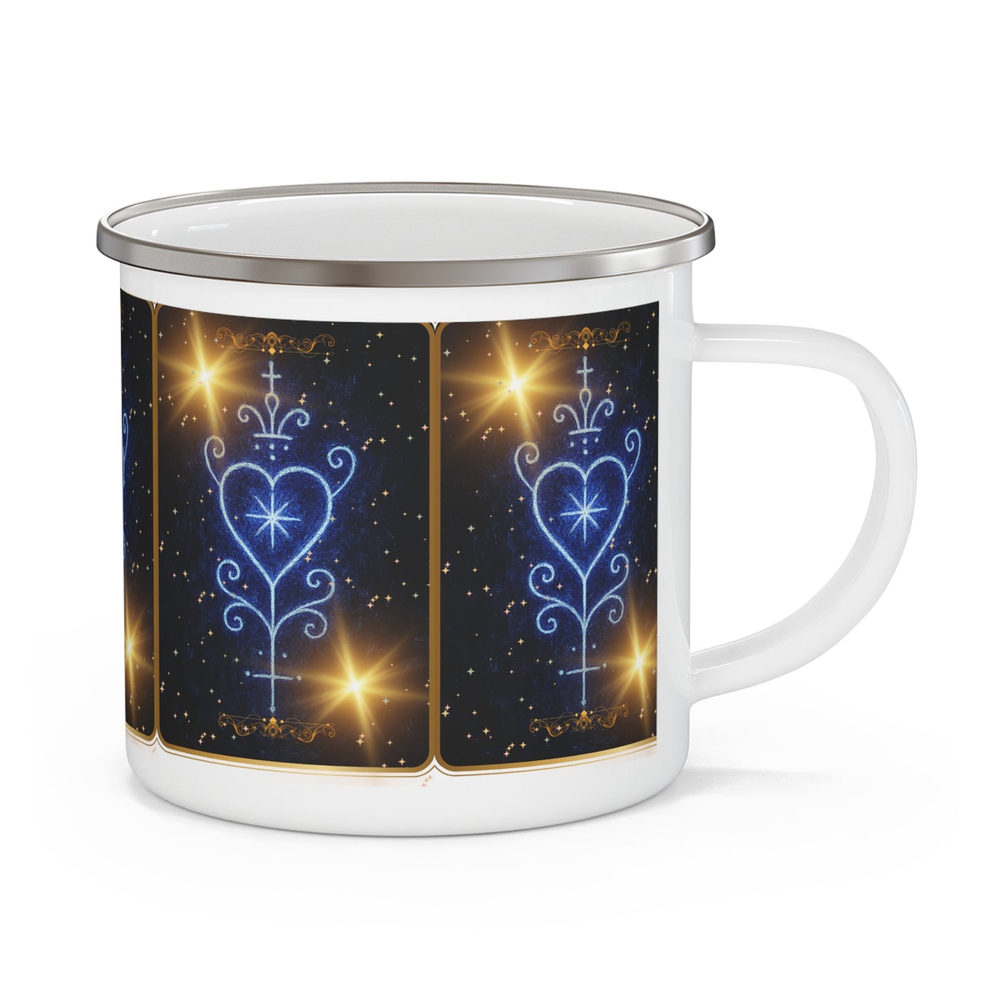 Voodoo Heart Collections Enamel Camping Mug, Starry Night Mug, Cosmic Travel Mug, Outdoor Coffee Cup, Glamping Drinkware, Stargazing Gift