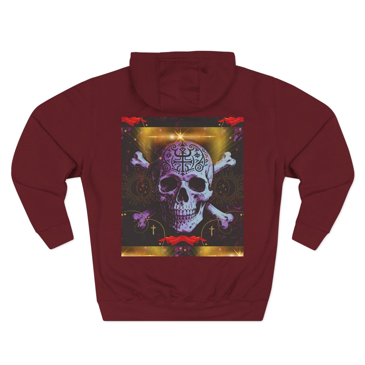 Gothic Skull Fleece Hoodie - Cozy Dark Aesthetic Sweatshirt, Perfect for Halloween, Casual Wear, Gift for Horror Fans, Unique Streetwear