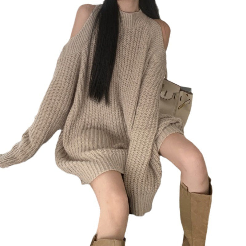 High-end Mock Neck Sweater Dress Women's Season Loose