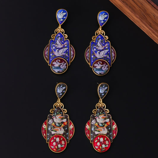 Swan Earrings Retro Easy Matching Court Elegant Earrings