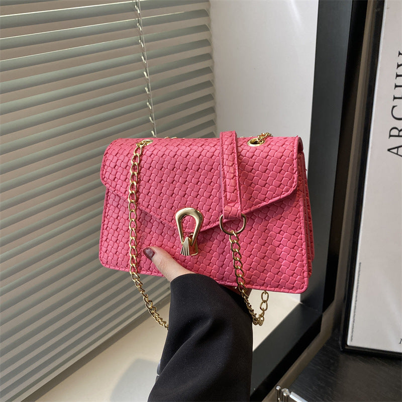 Women's Classic Woven Lock Small Square Bag