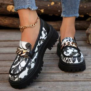 Plus Size Chunky Heel Trendy Retro Loafers