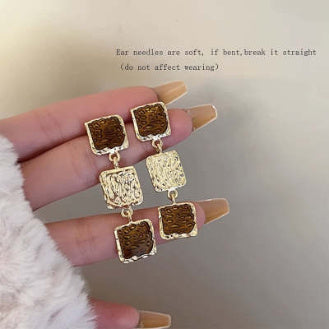 Caramel Baroque Vintage Square Elegant Earrings