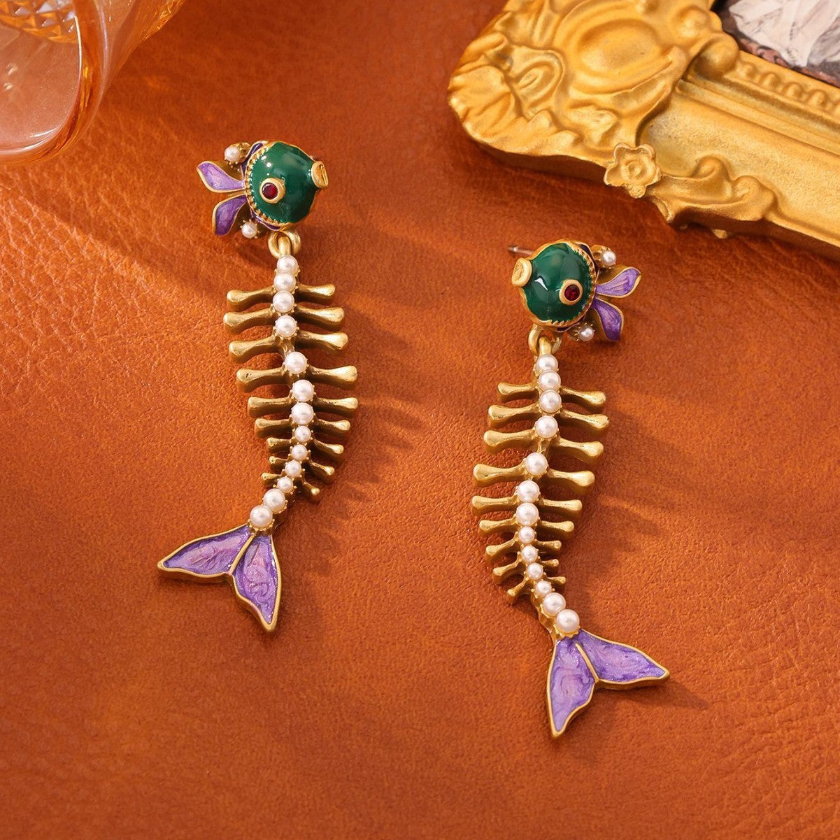 Vintage Fishbone Eardrops Personalized Fashion Earrings Alloy