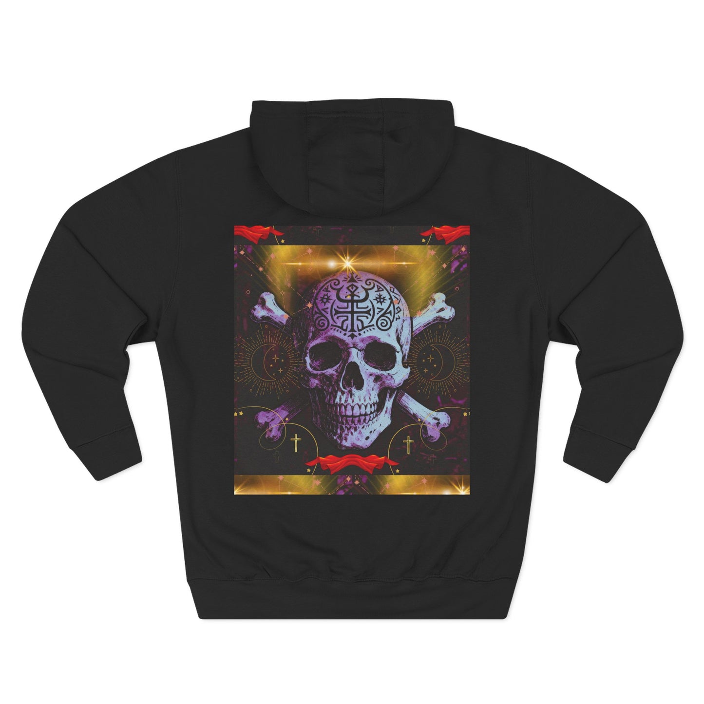 Gothic Skull Fleece Hoodie - Cozy Dark Aesthetic Sweatshirt, Perfect for Halloween, Casual Wear, Gift for Horror Fans, Unique Streetwear