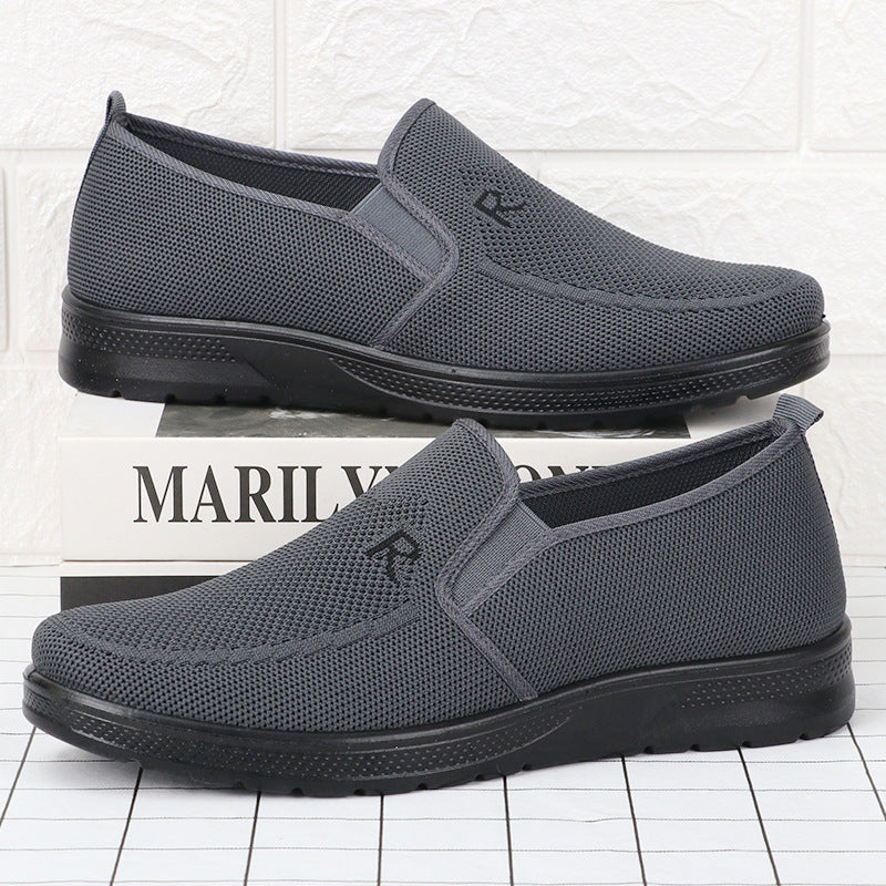 Polyurethane Men's Flying Woven Shoes Slip-on Soft Bottom