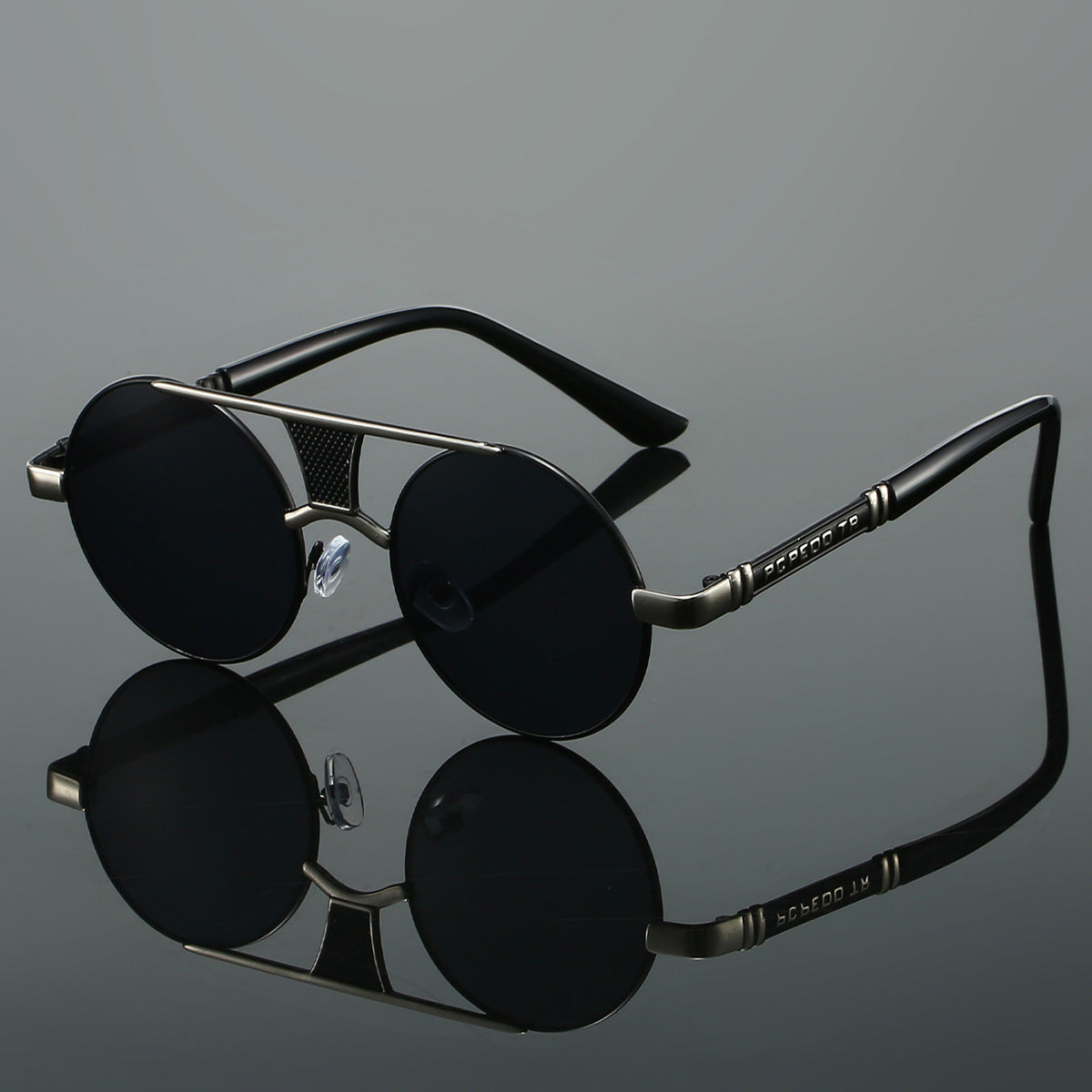 Men's Double Beam Round Frame Classic HD Fashion Sunglasses