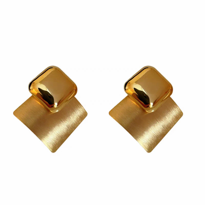 Women's Simple Gold Brushed Stud Earrings