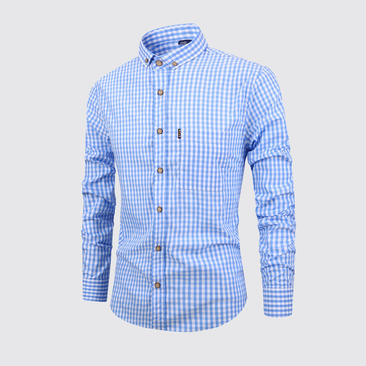 Men's Breathable Cotton Long Sleeved Checkered Shirt