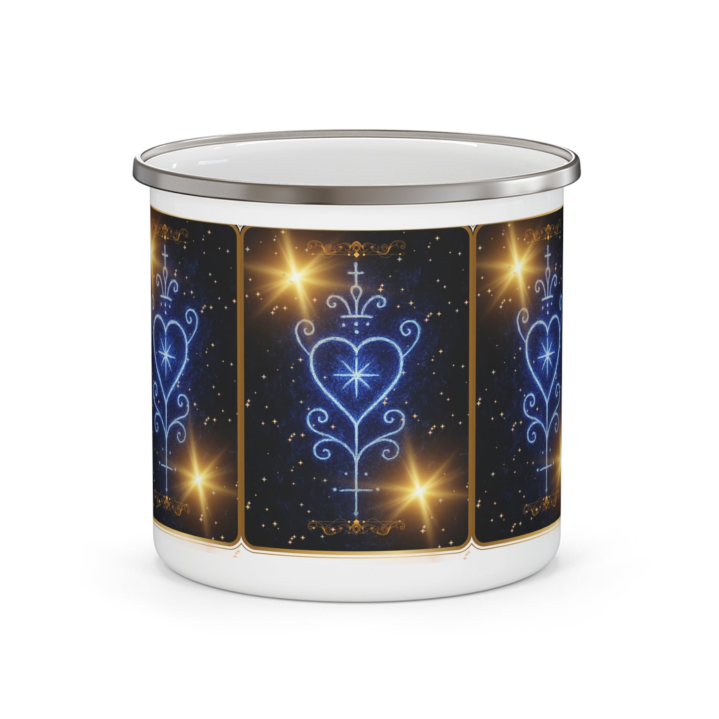 Voodoo Heart Collections Enamel Camping Mug, Starry Night Mug, Cosmic Travel Mug, Outdoor Coffee Cup, Glamping Drinkware, Stargazing Gift