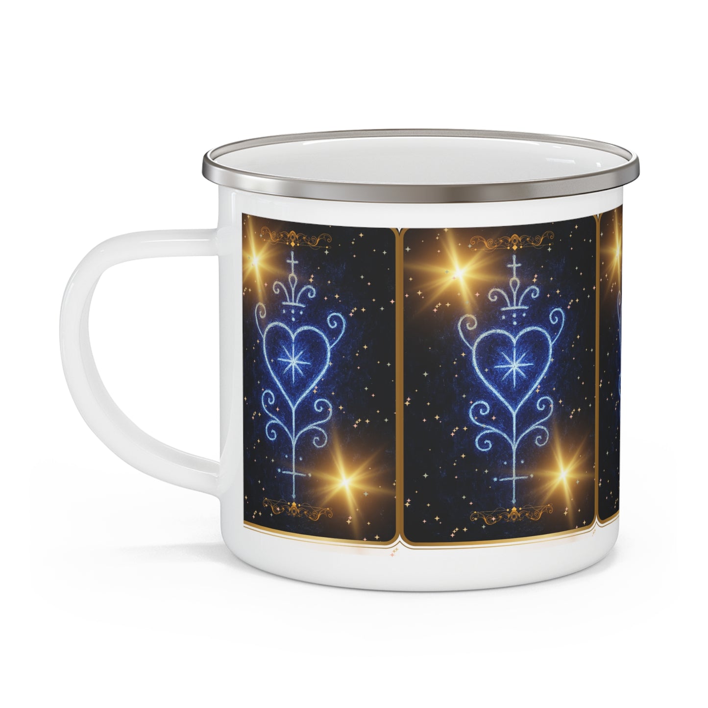 Voodoo Heart Collections Enamel Camping Mug, Starry Night Mug, Cosmic Travel Mug, Outdoor Coffee Cup, Glamping Drinkware, Stargazing Gift