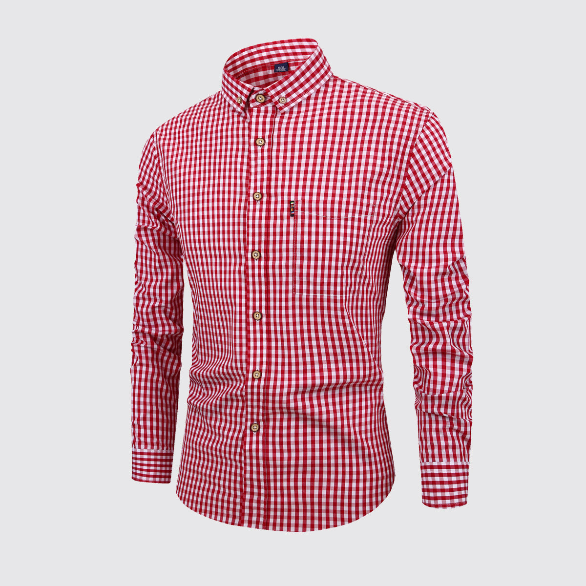 Men's Breathable Cotton Long Sleeved Checkered Shirt