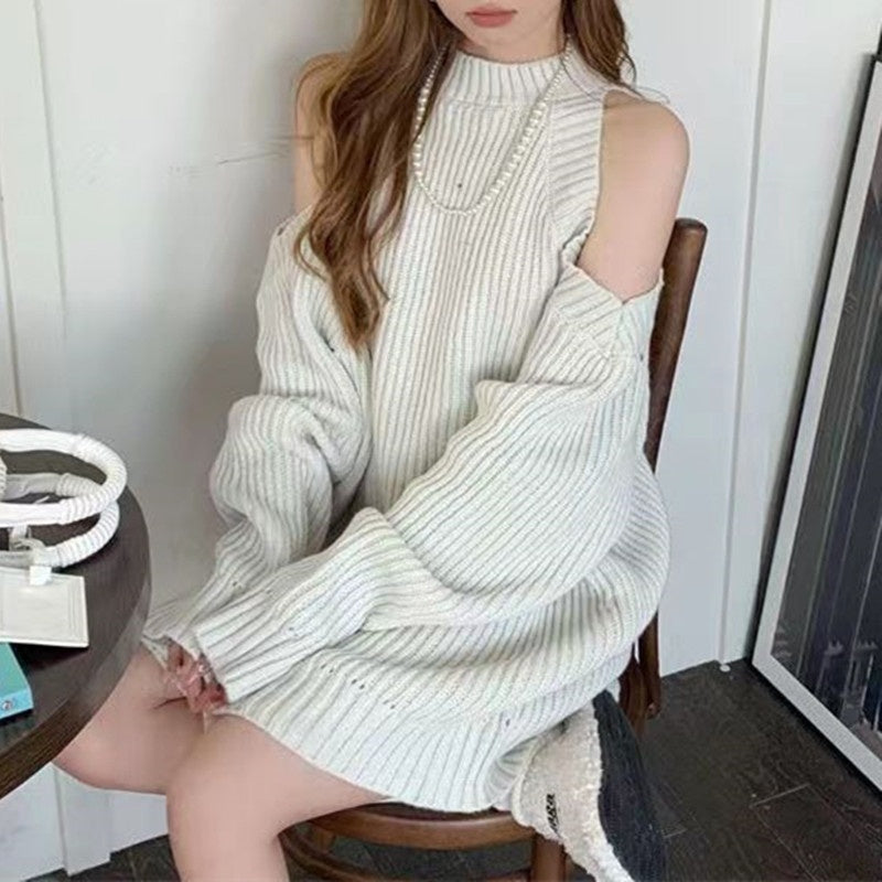 High-end Mock Neck Sweater Dress Women's Season Loose