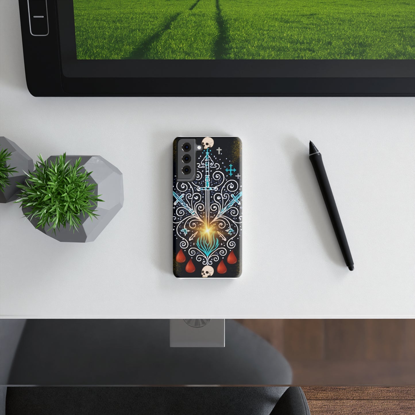 Stylish Slim Snap Case with Intricate Design, Gothic Art Phone Cover, Unique Gift for Him/Her, Perfect for Birthdays, Halloween, or [...]