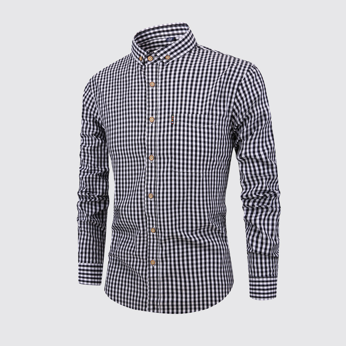 Men's Breathable Cotton Long Sleeved Checkered Shirt