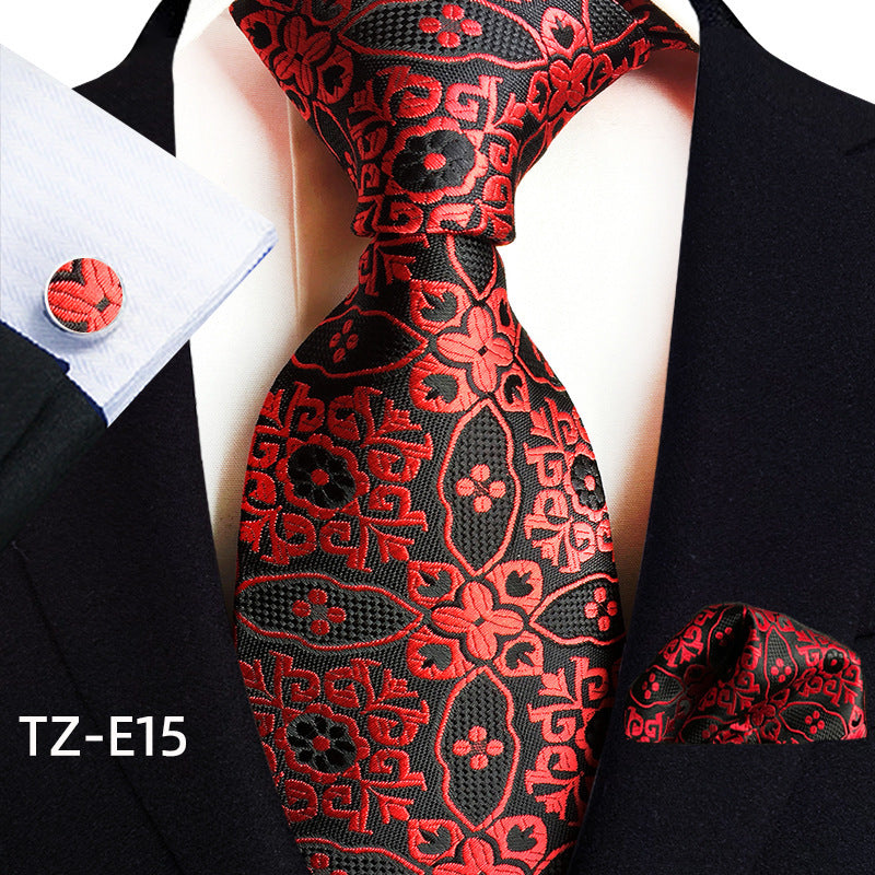 Paisley Tie Square Scarf Pocket Square Cufflinks Three-piece Set