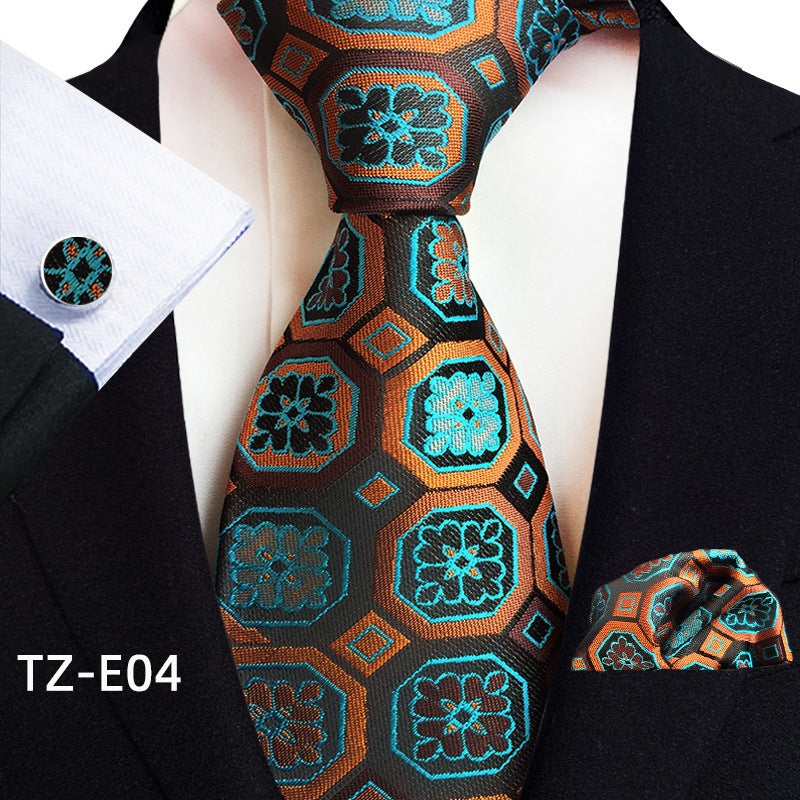 Paisley Tie Square Scarf Pocket Square Cufflinks Three-piece Set