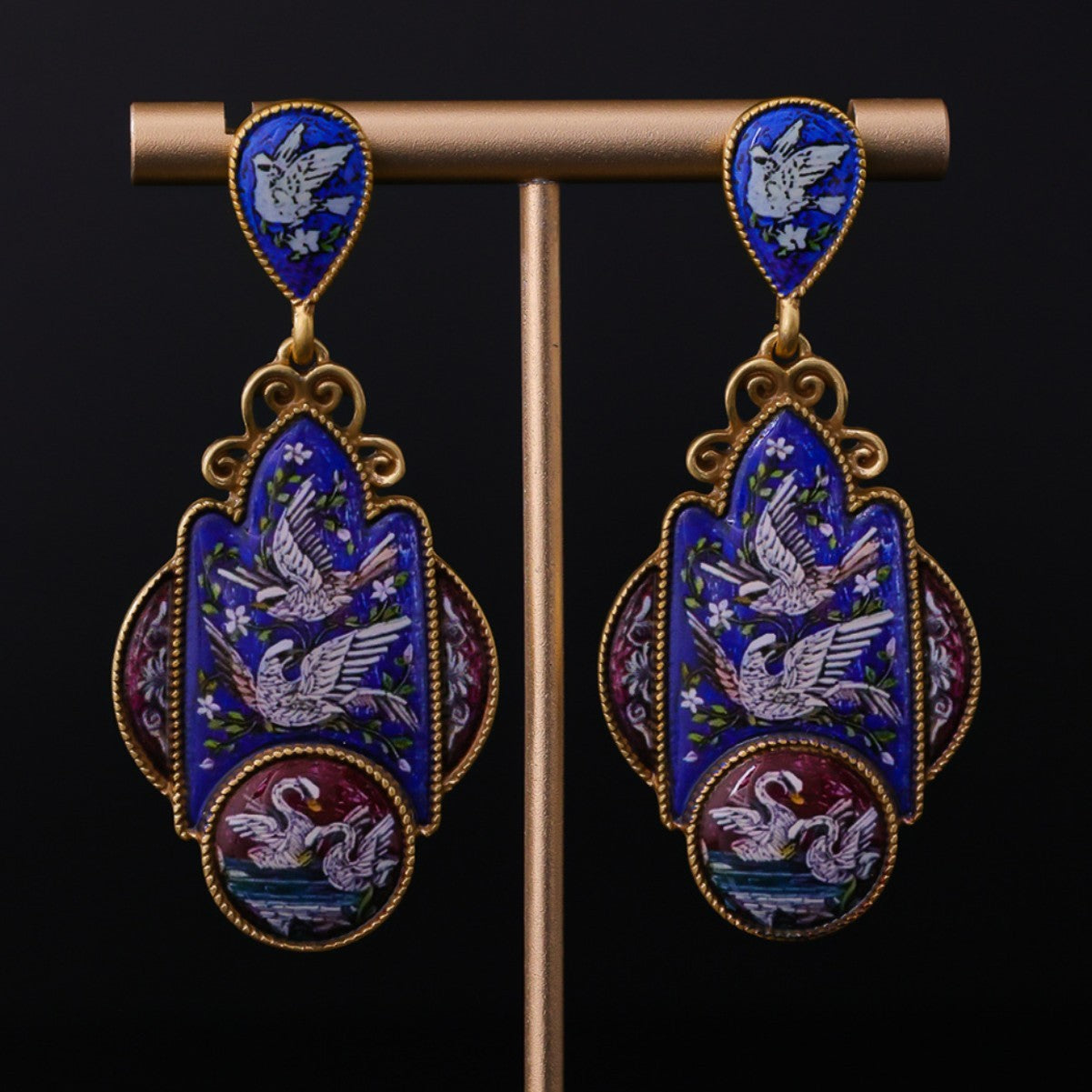 Swan Earrings Retro Easy Matching Court Elegant Earrings