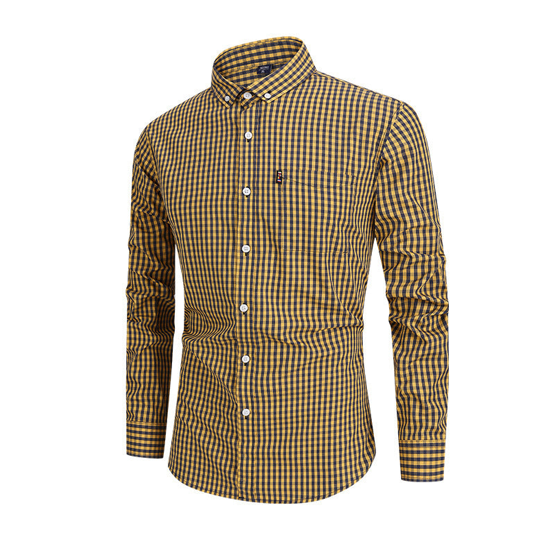 Men's Breathable Cotton Long Sleeved Checkered Shirt