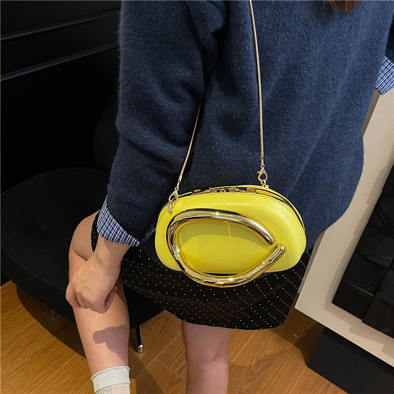 Small Bag Vintage Hardware Metal Handle Chain Crossbody Backpack