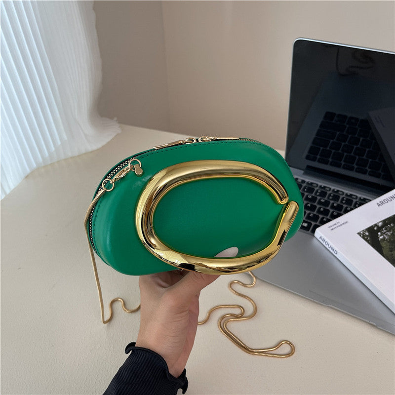 Small Bag Vintage Hardware Metal Handle Chain Crossbody Backpack